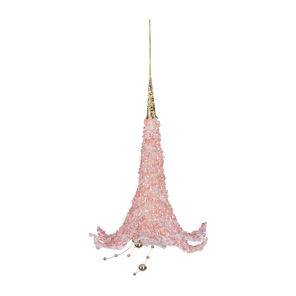 Ornament pentru brad, Floare Trumpet, roz/auriu, 16 cm - SIMONA'S CHRISTMAS