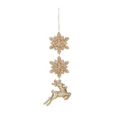 Ornament pentru brad, Fulg de nea cu cerb, auriu, 17 cm - SIMONA'S CHRISTMAS