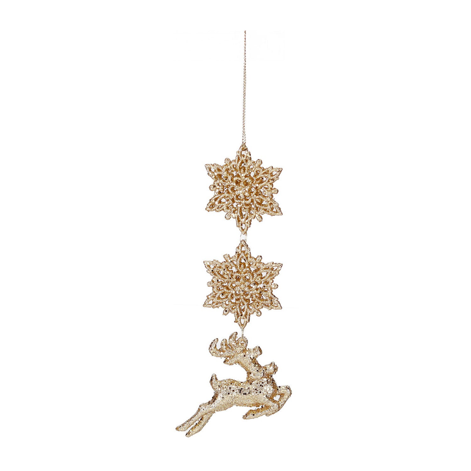 Ornament pentru brad, Fulg de nea cu cerb, auriu, 17 cm - SIMONA'S CHRISTMAS