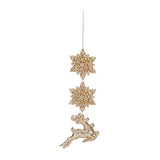 Ornament pentru brad, Fulg de nea cu cerb, auriu, 17 cm - SIMONA'S CHRISTMAS