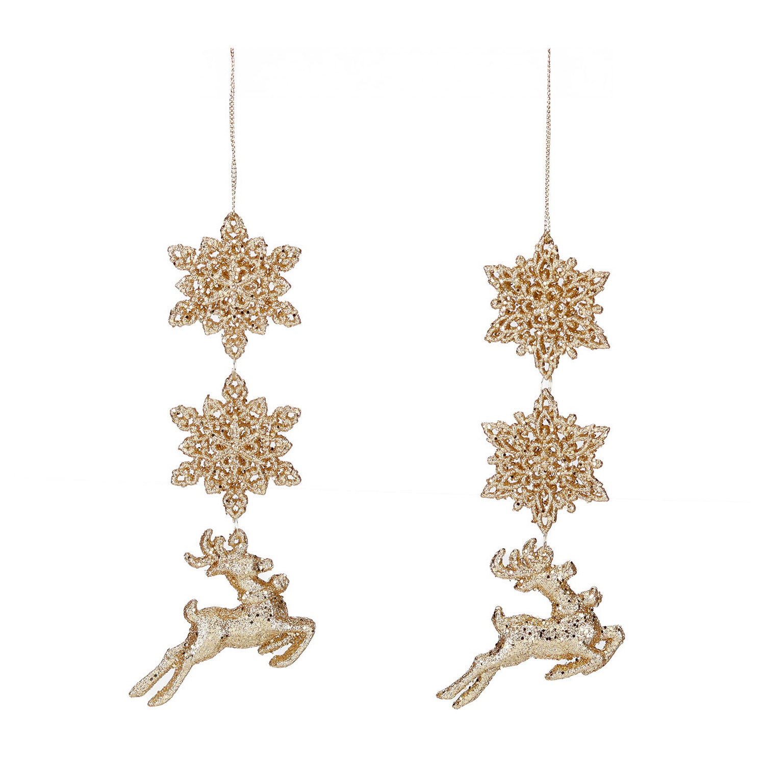 Ornament pentru brad, Fulg de nea cu cerb, auriu, 17 cm - SIMONA'S CHRISTMAS