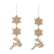 Ornament pentru brad, Fulg de nea cu cerb, auriu, 17 cm - SIMONA'S CHRISTMAS
