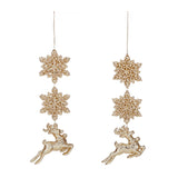 Ornament pentru brad, Fulg de nea cu cerb, auriu, 17 cm - SIMONA'S CHRISTMAS