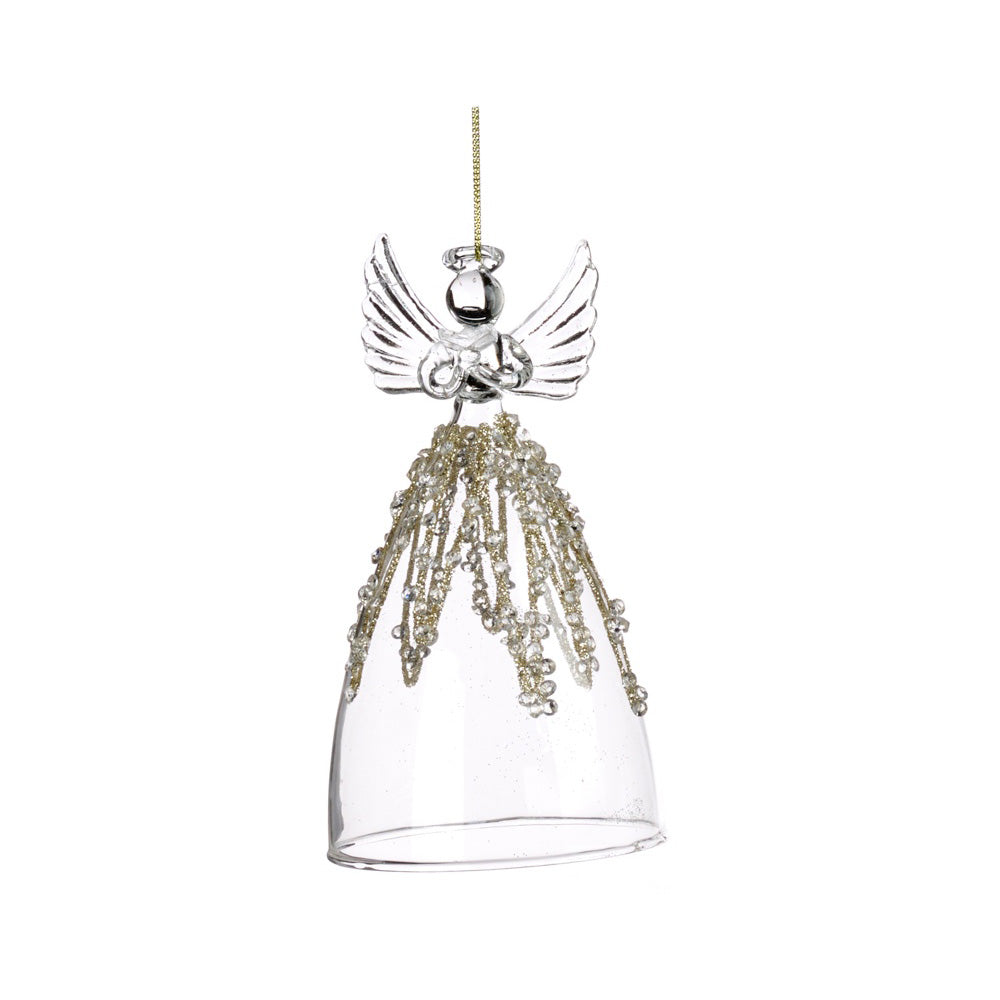 Ornament pentru brad, Inger Jewel, transparent/auriu, 13 cm - SIMONA'S CHRISTMAS