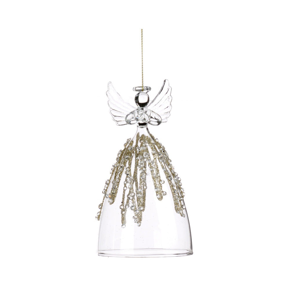 Ornament pentru brad, Inger Jewel, transparent/auriu, 13 cm - SIMONA'S CHRISTMAS