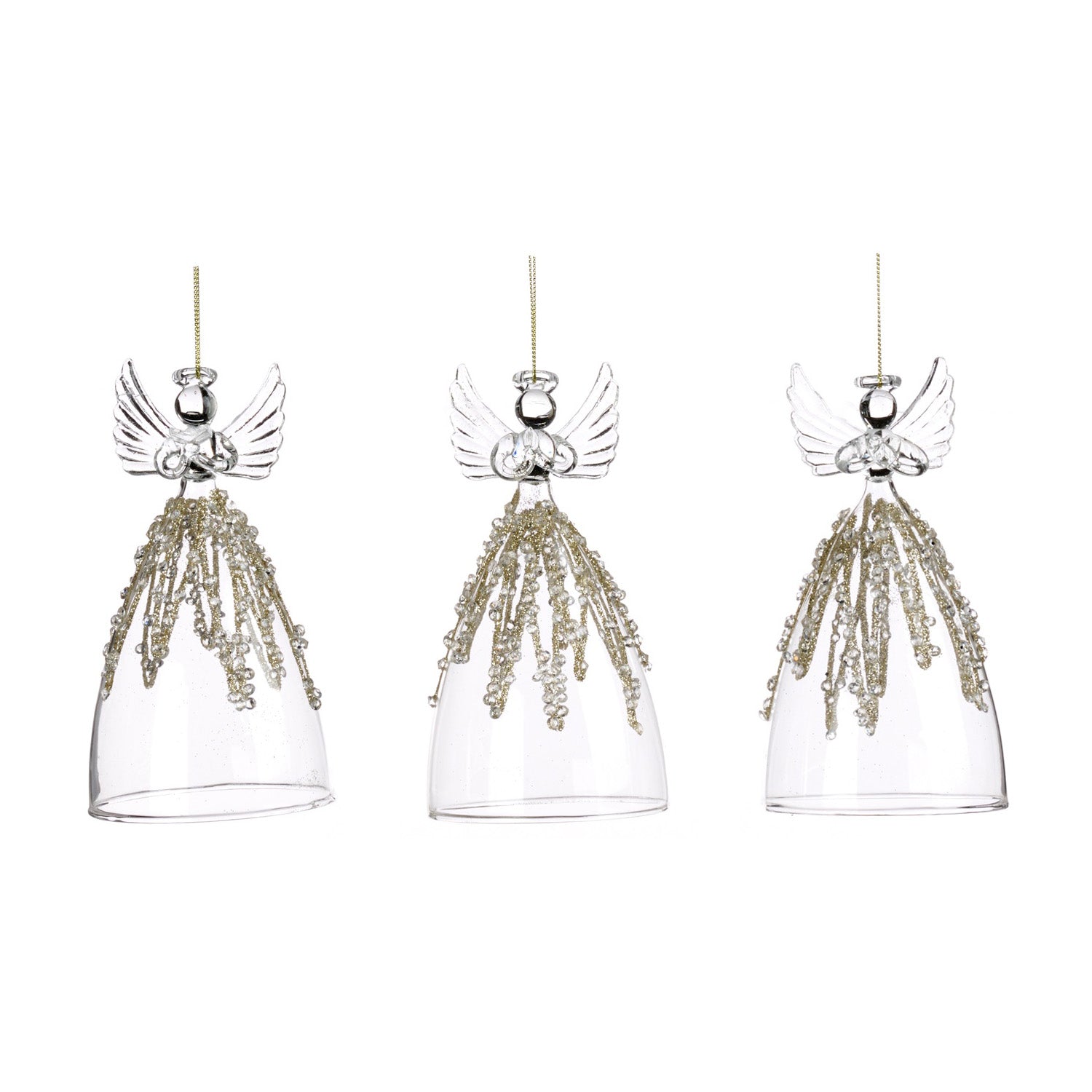 Ornament pentru brad, Inger Jewel, transparent/auriu, 13 cm - SIMONA'S CHRISTMAS