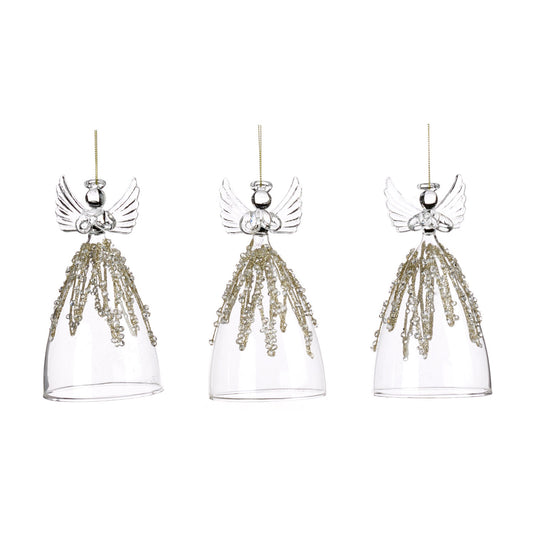 Ornament pentru brad, Inger Jewel, transparent/auriu, 13 cm - SIMONA'S CHRISTMAS