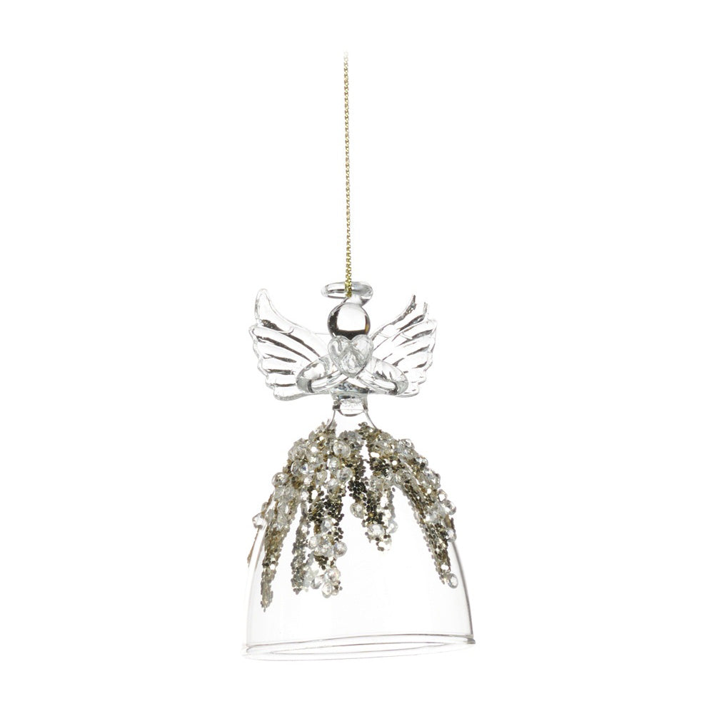 Ornament pentru brad, Inger Jewel, transparent/auriu, 9 cm - SIMONA'S CHRISTMAS