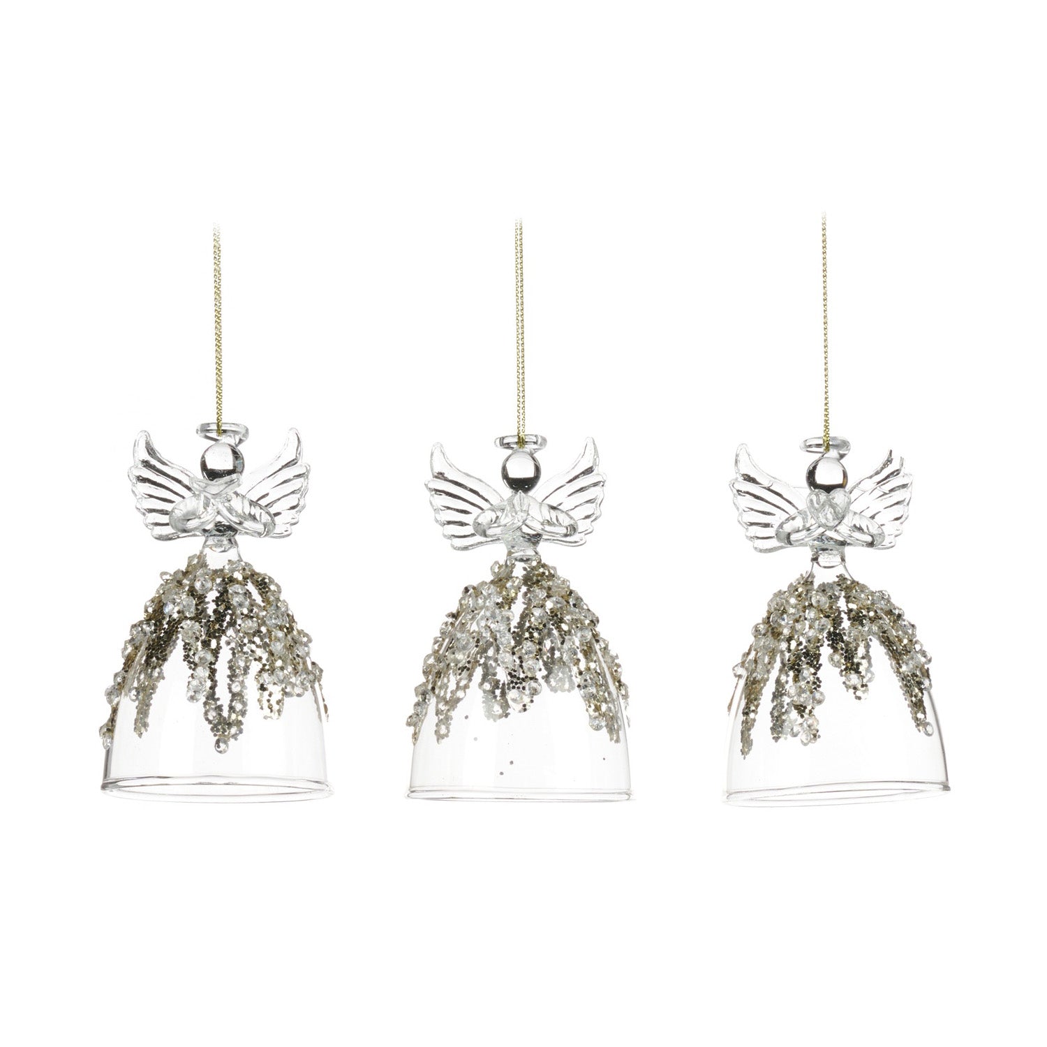 Ornament pentru brad, Inger Jewel, transparent/auriu, 9 cm - SIMONA'S CHRISTMAS