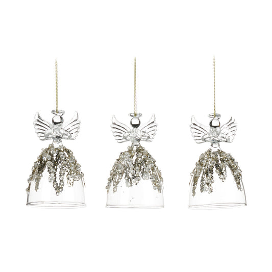 Ornament pentru brad, Inger Jewel, transparent/auriu, 9 cm - SIMONA'S CHRISTMAS