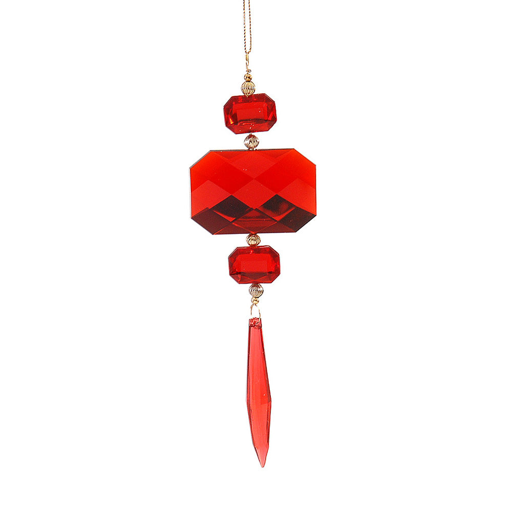 Ornament pentru brad, Jewel, oval/octagon, rosu, 20 cm - SIMONA'S CHRISTMAS