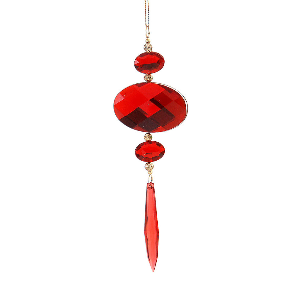 Ornament pentru brad, Jewel, oval/octagon, rosu, 20 cm - SIMONA'S CHRISTMAS