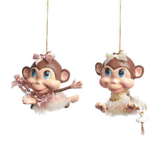 Ornament pentru brad, Maimuta Balerina, roz, 9 cm - SIMONA'S CHRISTMAS