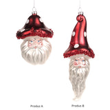 Ornament pentru brad, Mos Ciuperca, rosu/alb, 9 cm, SIMONA'S CHRISTMAS