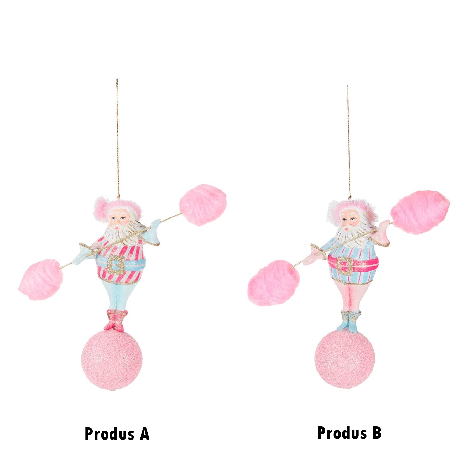 Ornament pentru brad, Mos Craciun Carnival, roz, 18 cm - SIMONA'S CHRISTMAS