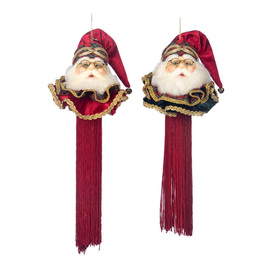 Ornament pentru brad, Mos Craciun Ciucure, rosu/verde, 17 cm - SIMONA'S CHRISTMAS