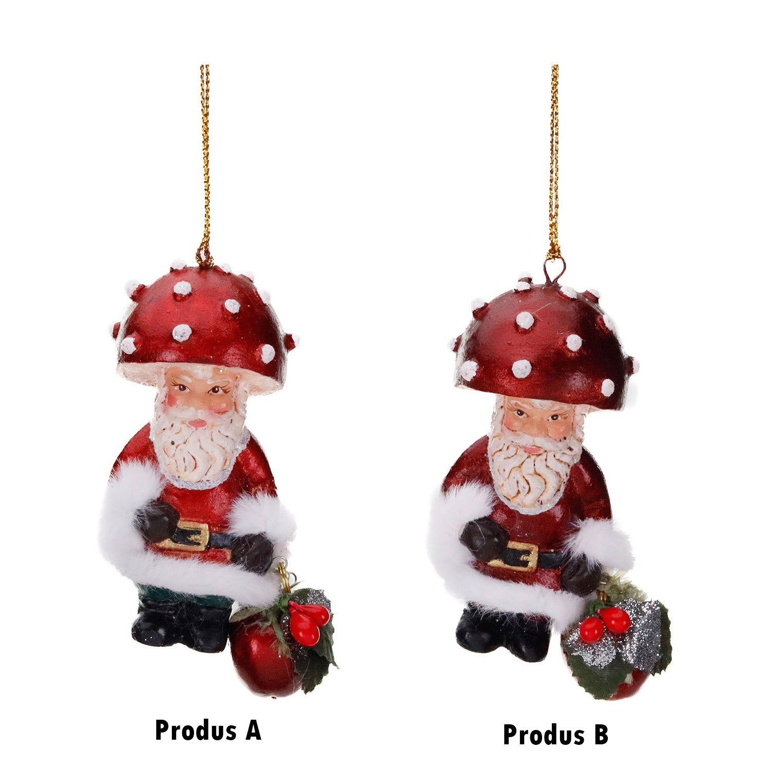 Ornament pentru brad, Mos Craciun Ciuperca, rosu, 8 cm - SIMONA'S CHRISTMAS