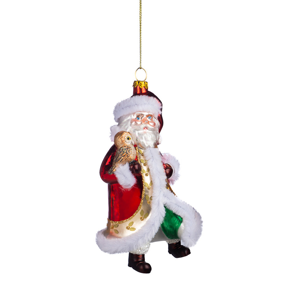 Ornament pentru brad, Mos Craciun cu animale, alb/rosu, 17 cm, SIMONA'S CHRISTMAS