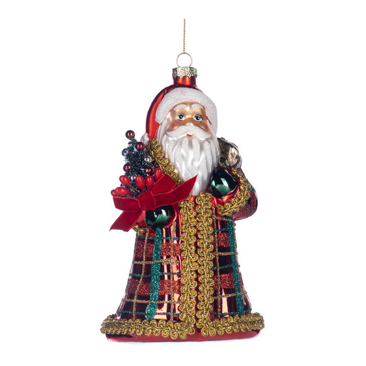 Ornament pentru brad, Mos Craciun Tartan, rosu, 16 cm - SIMONA'S CHRISTMAS