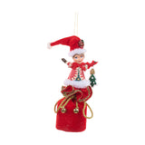 Ornament pentru brad, Mos/Spiridus in sac, rosu, 18 cm - SIMONA'S CHRISTMAS