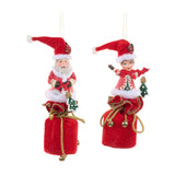 Ornament pentru brad, Mos/Spiridus in sac, rosu, 18 cm - SIMONA'S CHRISTMAS