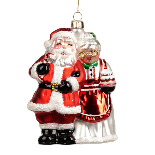 Ornament pentru brad, Mr/Mrs Santa, rosu/alb, 12 cm, SIMONA'S CHRISTMAS