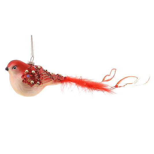Ornament pentru brad, Pasare Abigail, rosu, 28 cm - SIMONA'S CHRISTMAS