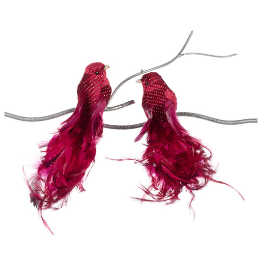 Ornament pentru brad, Pasare Ailis, burgundy, 23 cm - SIMONA'S CHRISTMAS