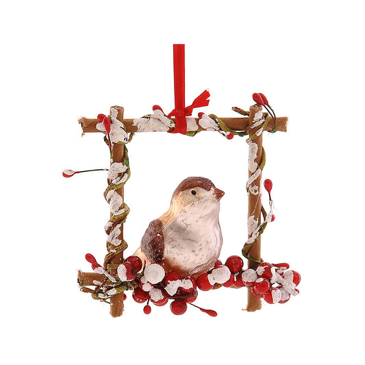Ornament pentru brad, Pasare Chikakee, maro/rosu, 10 cm - SIMONA'S CHRISTMAS