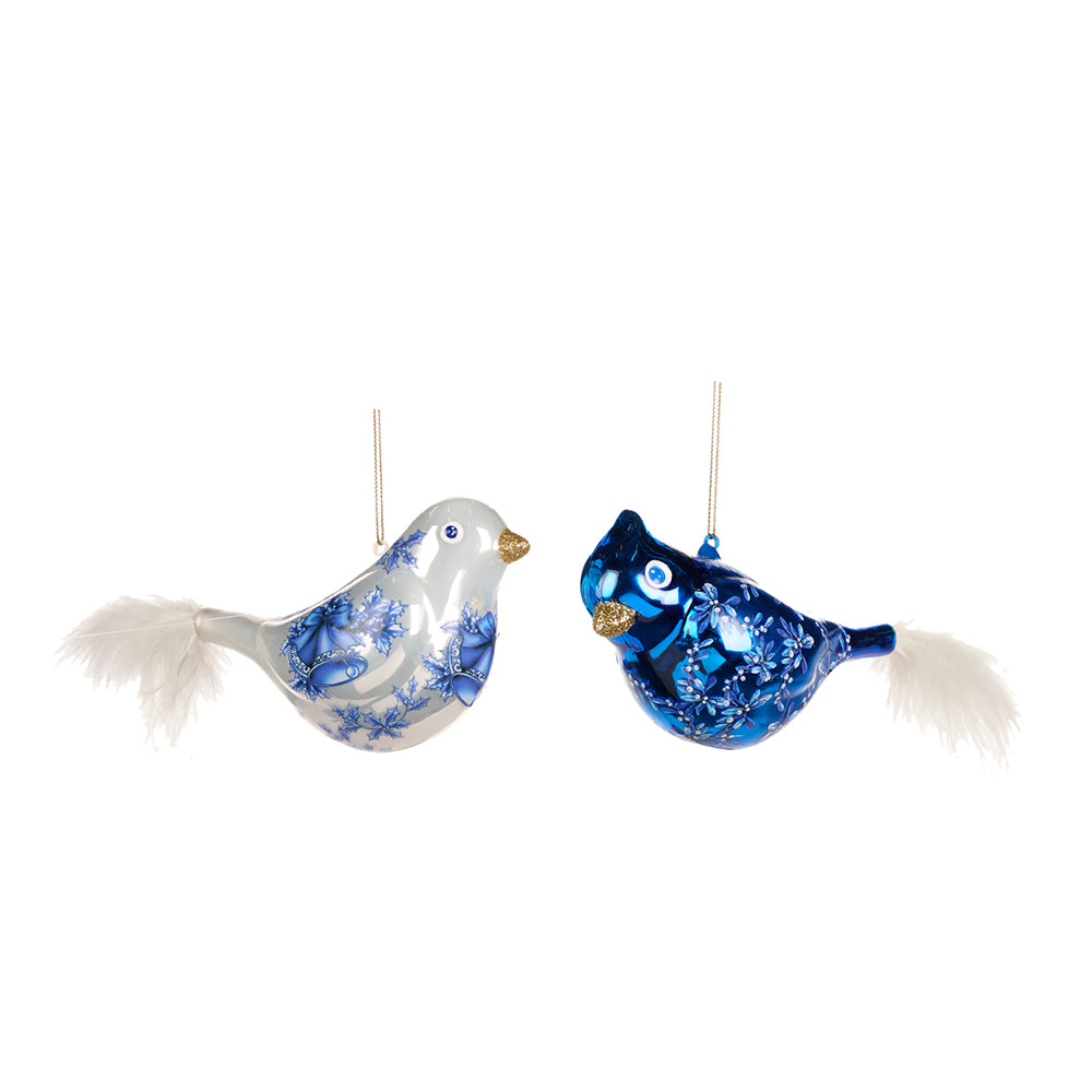 Ornament pentru brad, Pasare Delft, albastru/alb, 12 cm, SIMONA'S CHRISTMAS