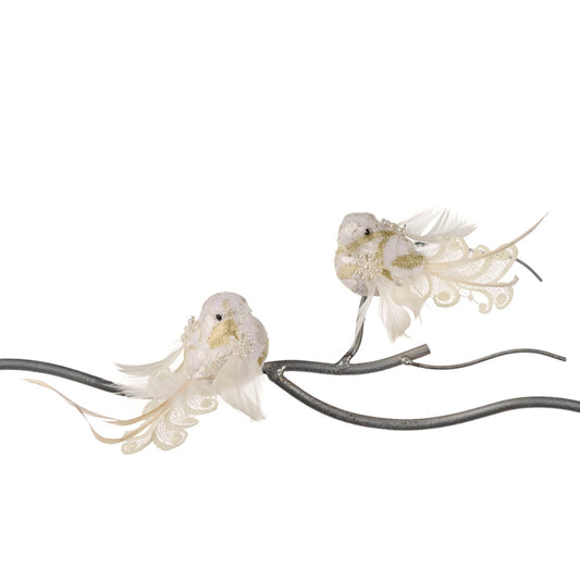 Ornament pentru brad, Pasare Lice, alb, 15 cm, SIMONA'S CHRISTMAS