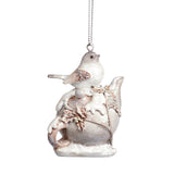 Ornament pentru brad, Pasare pe ceainic, crem, 6 cm, SIMONA'S CHRISTMAS