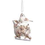 Ornament pentru brad, Pasare pe ceainic, crem, 6 cm, SIMONA'S CHRISTMAS
