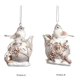 Ornament pentru brad, Pasare pe ceainic, crem, 6 cm, SIMONA'S CHRISTMAS