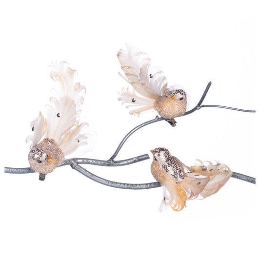 Ornament pentru brad, Pasare Plume, roz/crem, 11 cm - SIMONA'S CHRISTMAS