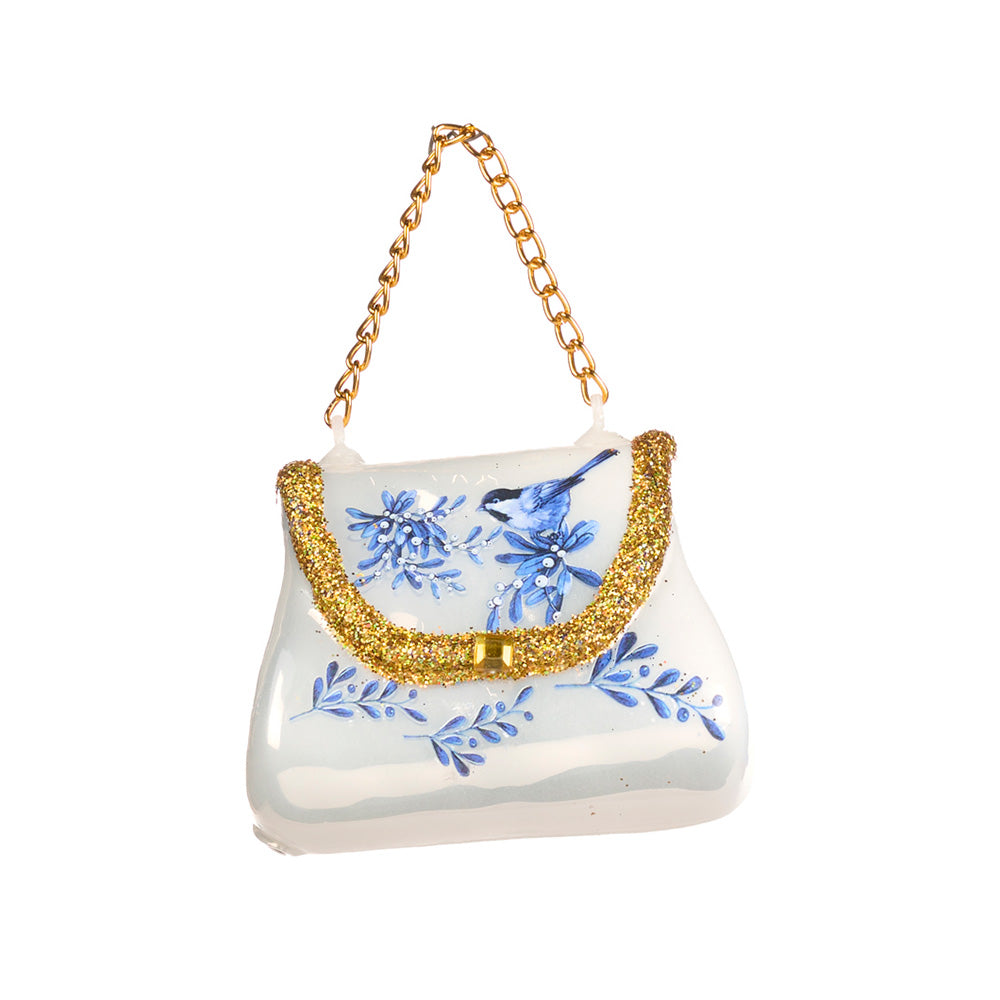Ornament pentru brad, Poseta Delft, albastru/alb, 9 cm, SIMONA'S CHRISTMAS
