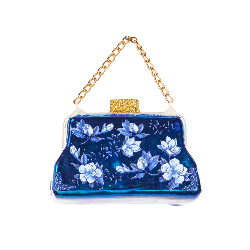 Ornament pentru brad, Poseta Delft, albastru/alb, 9 cm, SIMONA'S CHRISTMAS