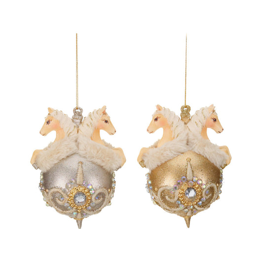 Ornament pentru brad, Royal Horse, auriu/crem, 14 cm - SIMONA'S CHRISTMAS