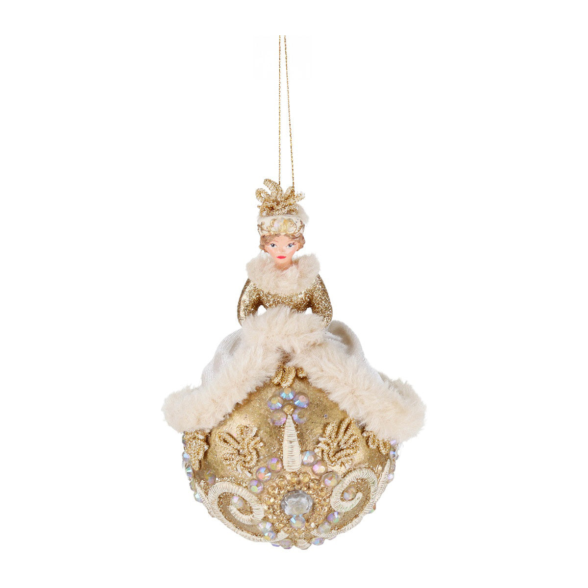 Ornament pentru brad, Royal Lady, auriu/crem, 12 cm - SIMONA'S CHRISTMAS