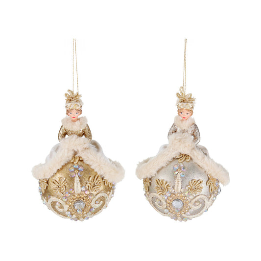 Ornament pentru brad, Royal Lady, auriu/crem, 12 cm - SIMONA'S CHRISTMAS