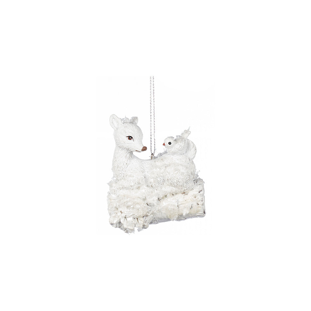 Ornament pentru brad, Ren/Bufnita/Veverita Fluffy, alb, 12 cm, SIMONA'S CHRISTMAS