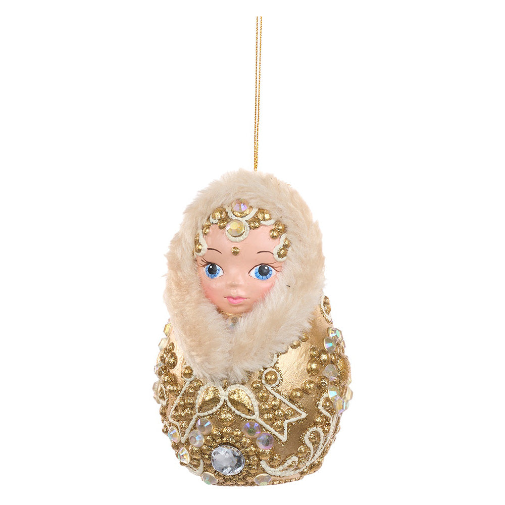 Ornament pentru brad, Royal Matryoshka, auriu/crem, 11 cm - SIMONA'S CHRISTMAS
