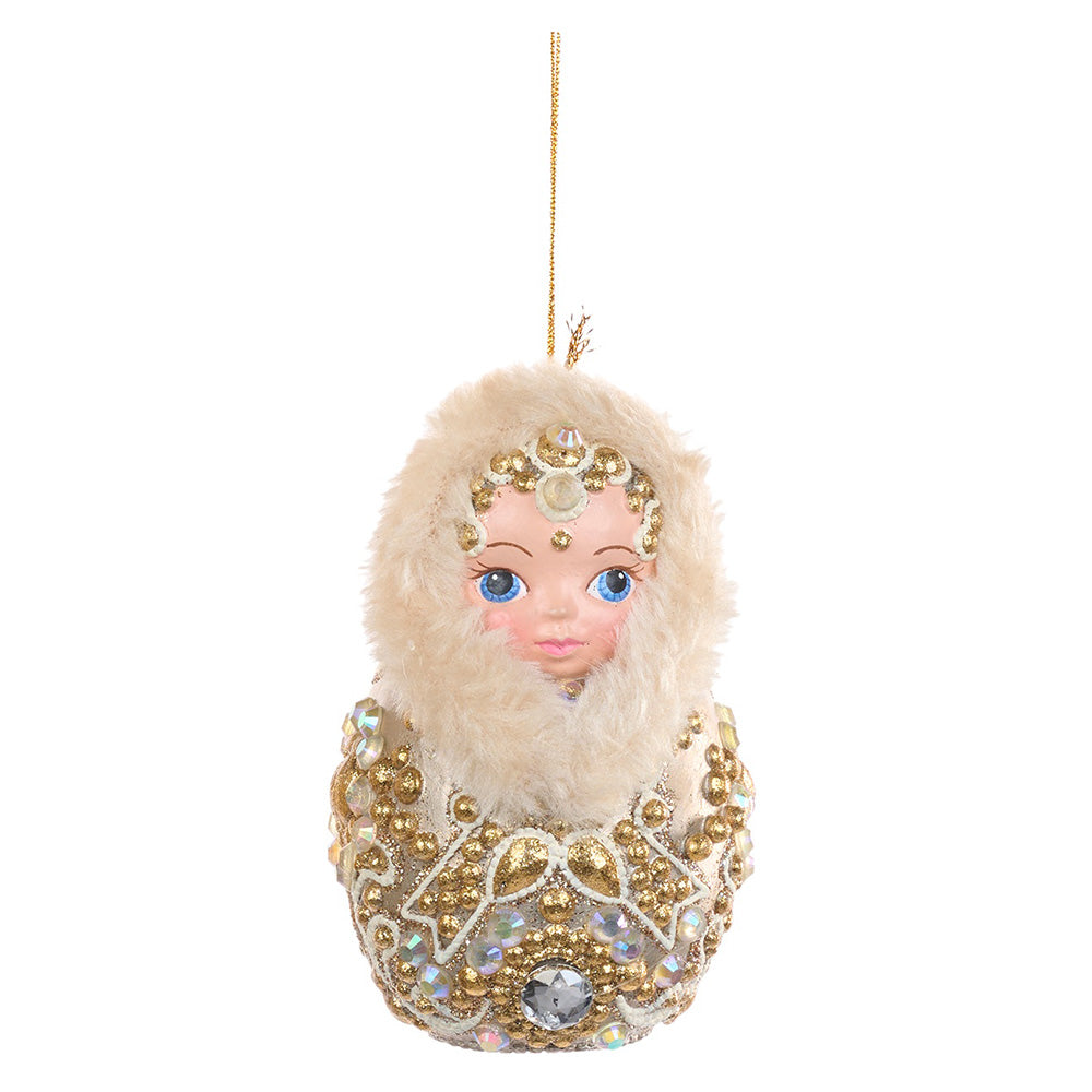 Ornament pentru brad, Royal Matryoshka, auriu/crem, 11 cm - SIMONA'S CHRISTMAS