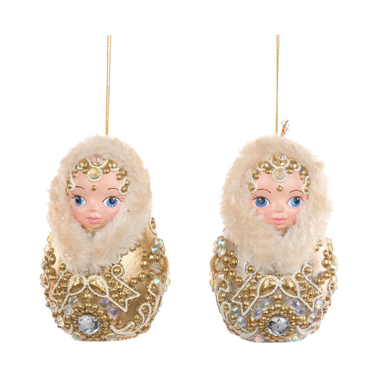 Ornament pentru brad, Royal Matryoshka, auriu/crem, 11 cm - SIMONA'S CHRISTMAS