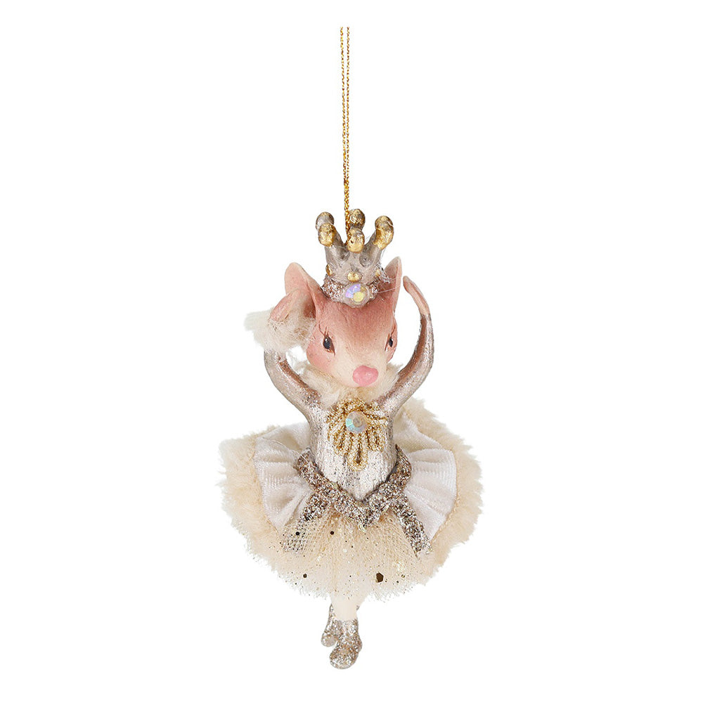Ornament pentru brad, Royal Mouse, auriu/crem, 12 cm - SIMONA'S CHRISTMAS