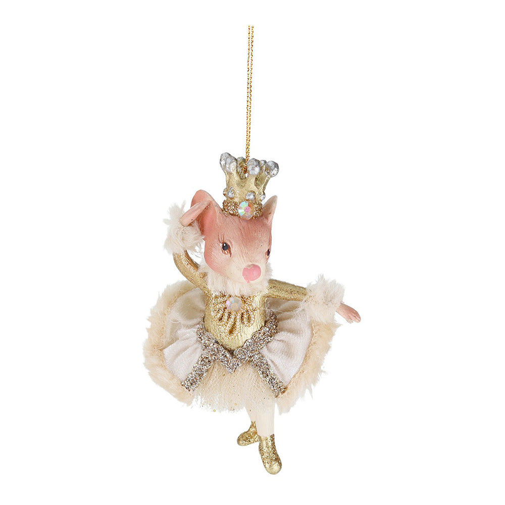 Ornament pentru brad, Royal Mouse, auriu/crem, 12 cm - SIMONA'S CHRISTMAS