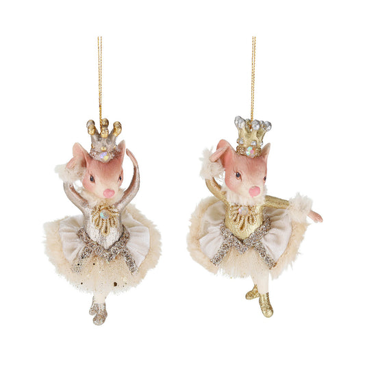 Ornament pentru brad, Royal Mouse, auriu/crem, 12 cm - SIMONA'S CHRISTMAS