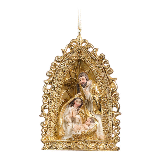 Ornament pentru brad, Scena nastere, auriu/alb, 10 cm - SIMONA'S CHRISTMAS