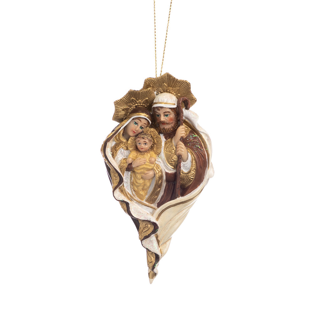 Ornament pentru brad, Sfanta Familie, auriu/crem, 13 cm - SIMONA'S CHRISTMAS