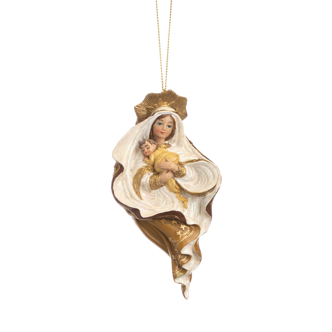 Ornament pentru brad, Sfanta Familie, auriu/crem, 13 cm - SIMONA'S CHRISTMAS